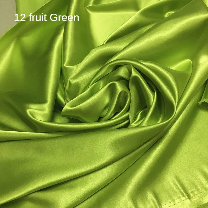 High Density Thin Satin Fabric By The Meter for Cheongsam Clothes Dresses Sewing Micro Stretch Plain Cloth Needlework Soft Black