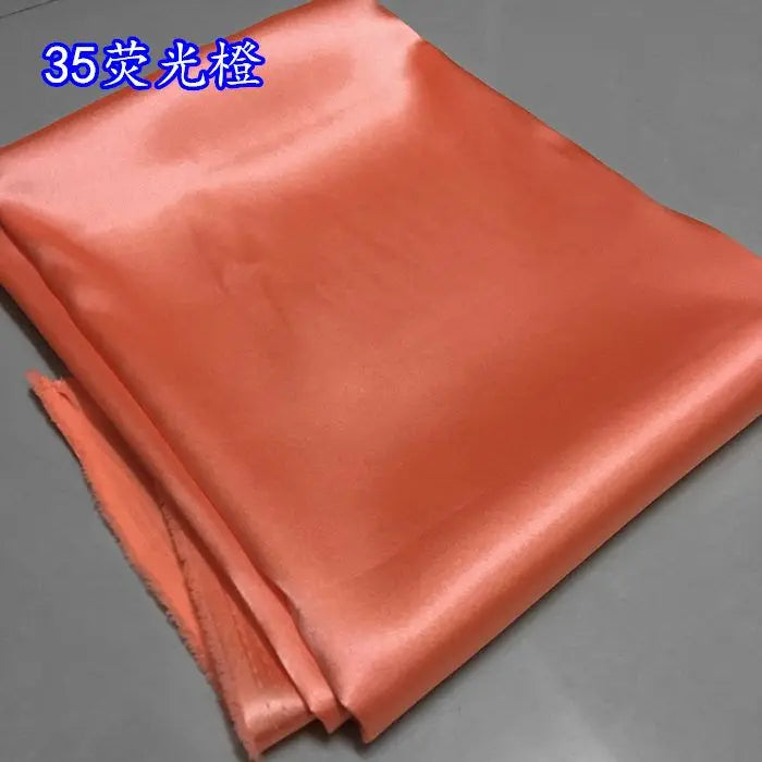 High Density Thin Satin Fabric By The Meter for Cheongsam Clothes Dresses Sewing Micro Stretch Plain Cloth Needlework Soft Black