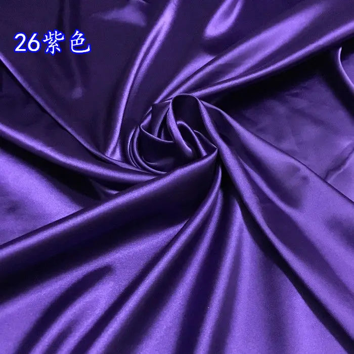 High Density Thin Satin Fabric By The Meter for Cheongsam Clothes Dresses Sewing Micro Stretch Plain Cloth Needlework Soft Black