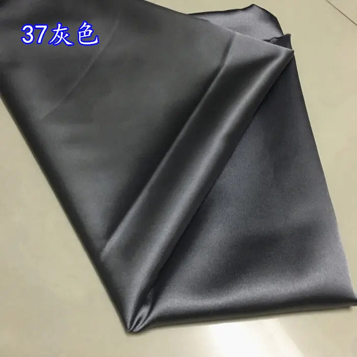 High Density Thin Satin Fabric By The Meter for Cheongsam Clothes Dresses Sewing Micro Stretch Plain Cloth Needlework Soft Black