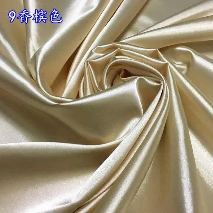 High Density Thin Satin Fabric By The Meter for Cheongsam Clothes Dresses Sewing Micro Stretch Plain Cloth Needlework Soft Black