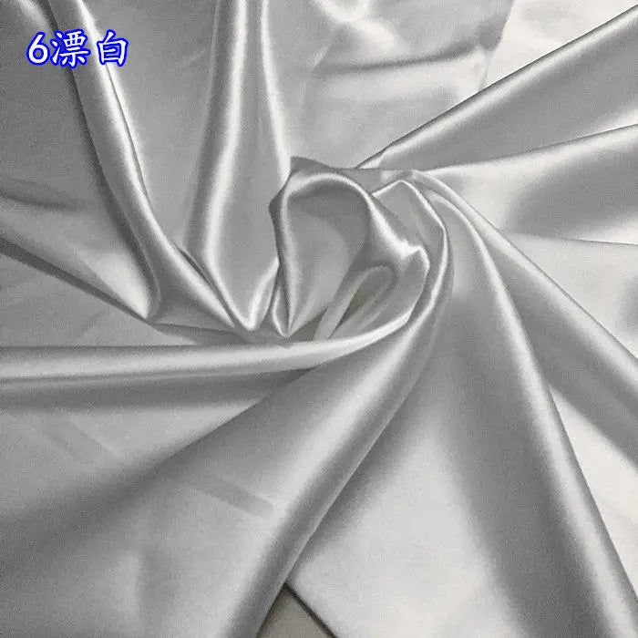High Density Thin Satin Fabric By The Meter for Cheongsam Clothes Dresses Sewing Micro Stretch Plain Cloth Needlework Soft Black
