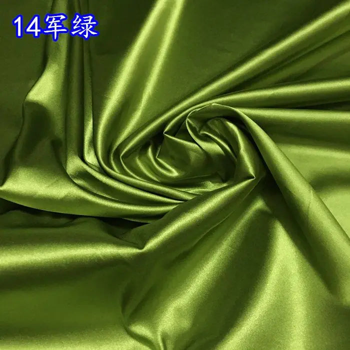 High Density Thin Satin Fabric By The Meter for Cheongsam Clothes Dresses Sewing Micro Stretch Plain Cloth Needlework Soft Black