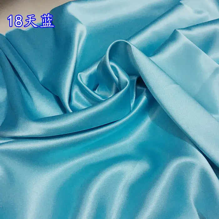 High Density Thin Satin Fabric By The Meter for Cheongsam Clothes Dresses Sewing Micro Stretch Plain Cloth Needlework Soft Black