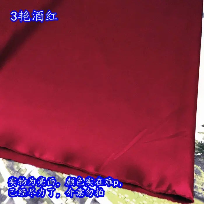 High Density Thin Satin Fabric By The Meter for Cheongsam Clothes Dresses Sewing Micro Stretch Plain Cloth Needlework Soft Black