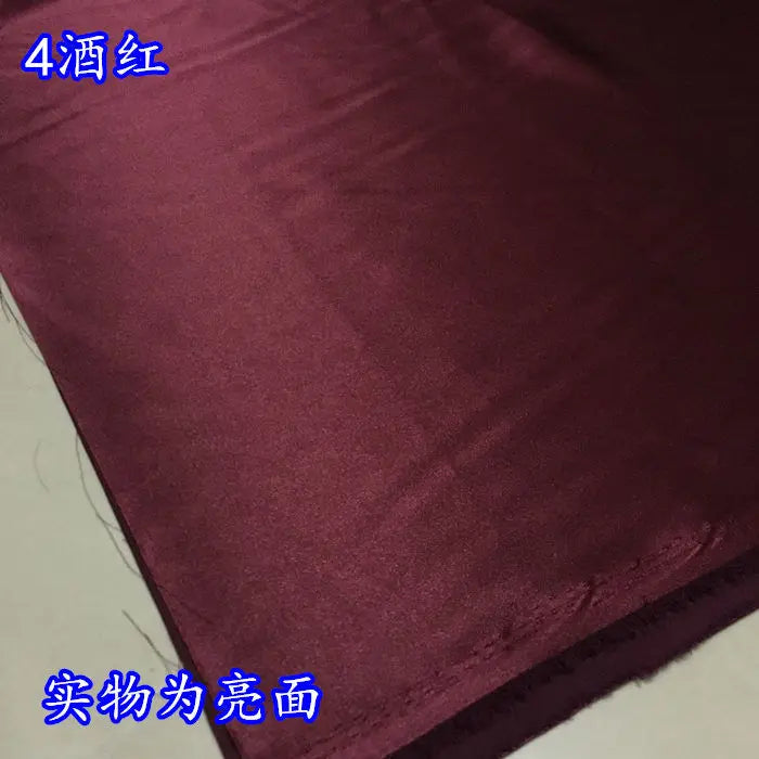 High Density Thin Satin Fabric By The Meter for Cheongsam Clothes Dresses Sewing Micro Stretch Plain Cloth Needlework Soft Black