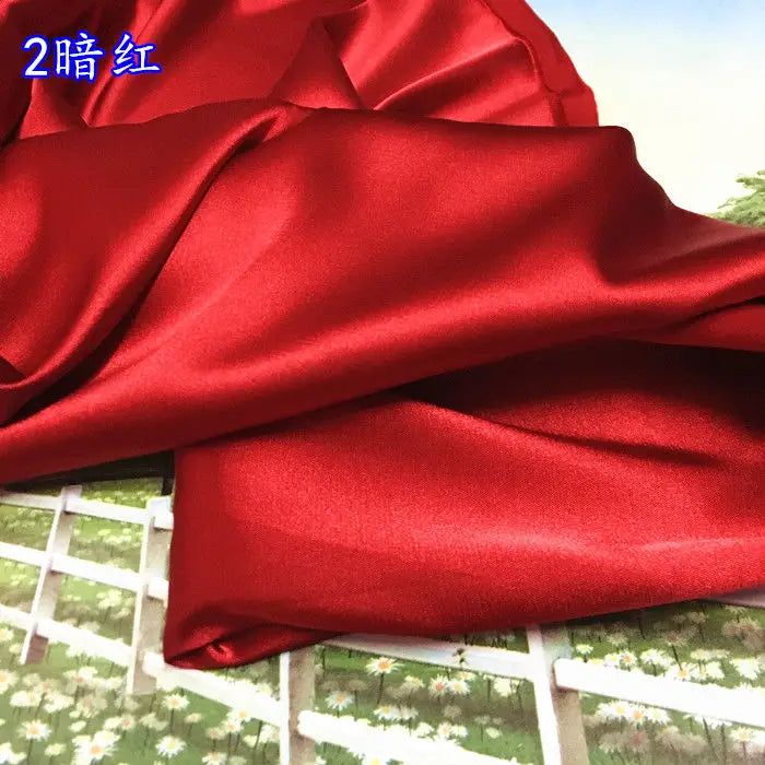 High Density Thin Satin Fabric By The Meter for Cheongsam Clothes Dresses Sewing Micro Stretch Plain Cloth Needlework Soft Black