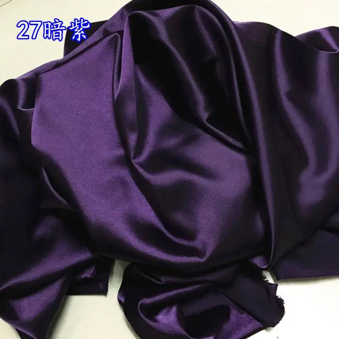 High Density Thin Satin Fabric By The Meter for Cheongsam Clothes Dresses Sewing Micro Stretch Plain Cloth Needlework Soft Black