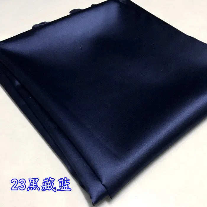 High Density Thin Satin Fabric By The Meter for Cheongsam Clothes Dresses Sewing Micro Stretch Plain Cloth Needlework Soft Black