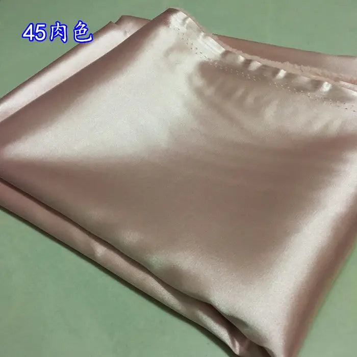 High Density Thin Satin Fabric By The Meter for Cheongsam Clothes Dresses Sewing Micro Stretch Plain Cloth Needlework Soft Black