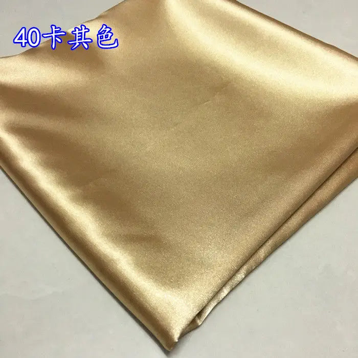 High Density Thin Satin Fabric By The Meter for Cheongsam Clothes Dresses Sewing Micro Stretch Plain Cloth Needlework Soft Black