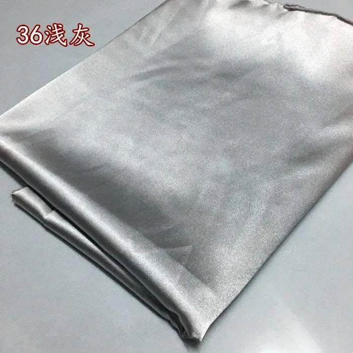 High Density Thin Satin Fabric By The Meter for Cheongsam Clothes Dresses Sewing Micro Stretch Plain Cloth Needlework Soft Black