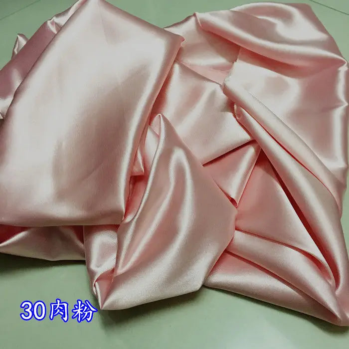 High Density Thin Satin Fabric By The Meter for Cheongsam Clothes Dresses Sewing Micro Stretch Plain Cloth Needlework Soft Black