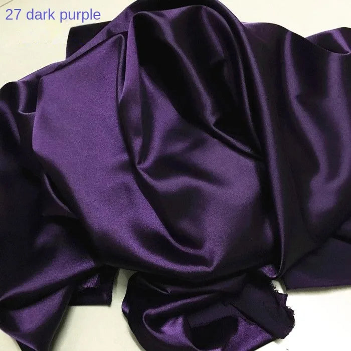 High Density Thin Satin Fabric By The Meter for Cheongsam Clothes Dresses Sewing Micro Stretch Plain Cloth Needlework Soft Black