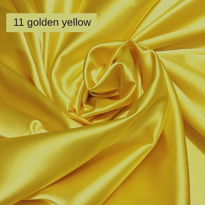 High Density Thin Satin Fabric By The Meter for Cheongsam Clothes Dresses Sewing Micro Stretch Plain Cloth Needlework Soft Black