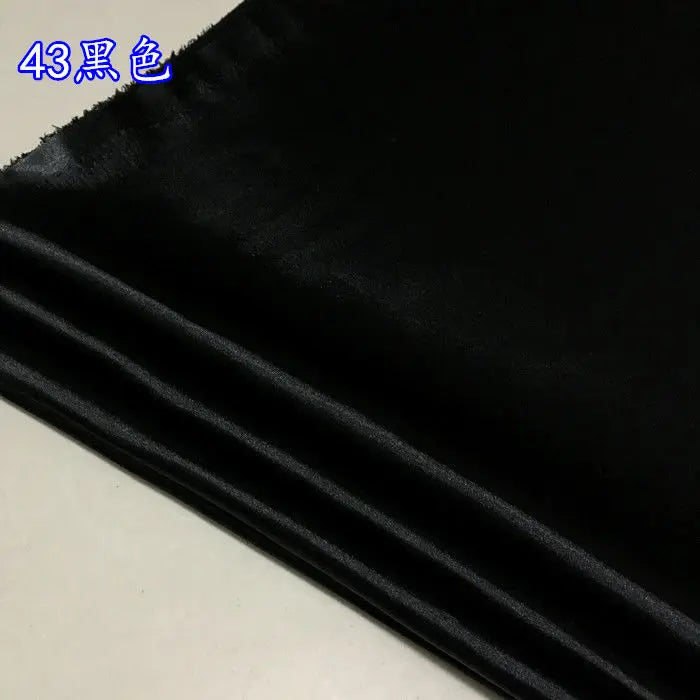 High Density Thin Satin Fabric By The Meter for Cheongsam Clothes Dresses Sewing Micro Stretch Plain Cloth Needlework Soft Black