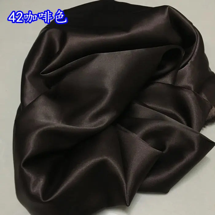 High Density Thin Satin Fabric By The Meter for Cheongsam Clothes Dresses Sewing Micro Stretch Plain Cloth Needlework Soft Black