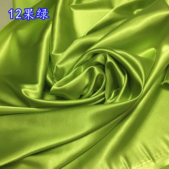 High Density Thin Satin Fabric By The Meter for Cheongsam Clothes Dresses Sewing Micro Stretch Plain Cloth Needlework Soft Black