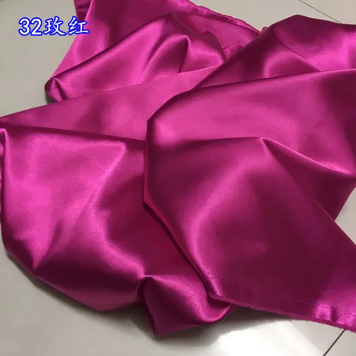 High Density Thin Satin Fabric By The Meter for Cheongsam Clothes Dresses Sewing Micro Stretch Plain Cloth Needlework Soft Black