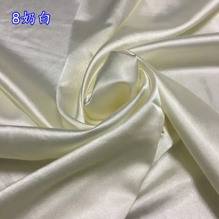 High Density Thin Satin Fabric By The Meter for Cheongsam Clothes Dresses Sewing Micro Stretch Plain Cloth Needlework Soft Black