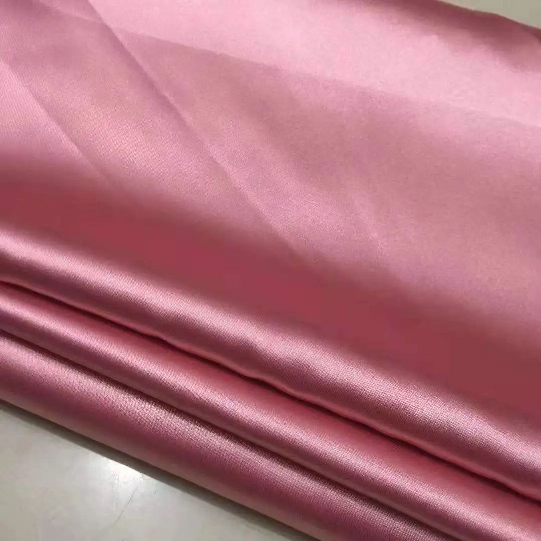 High Density Thin Satin Fabric By The Meter for Cheongsam Clothes Dresses Sewing Micro Stretch Plain Cloth Needlework Soft Black