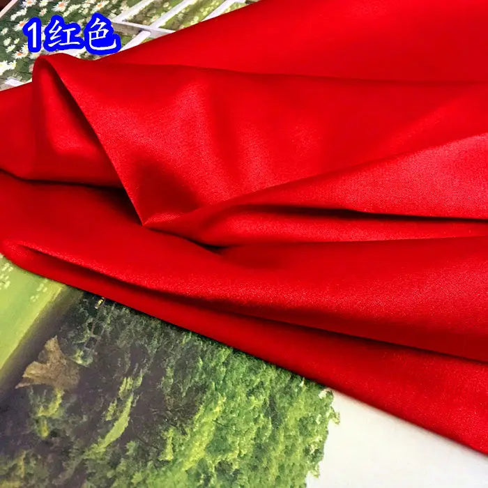 High Density Thin Satin Fabric By The Meter for Cheongsam Clothes Dresses Sewing Micro Stretch Plain Cloth Needlework Soft Black