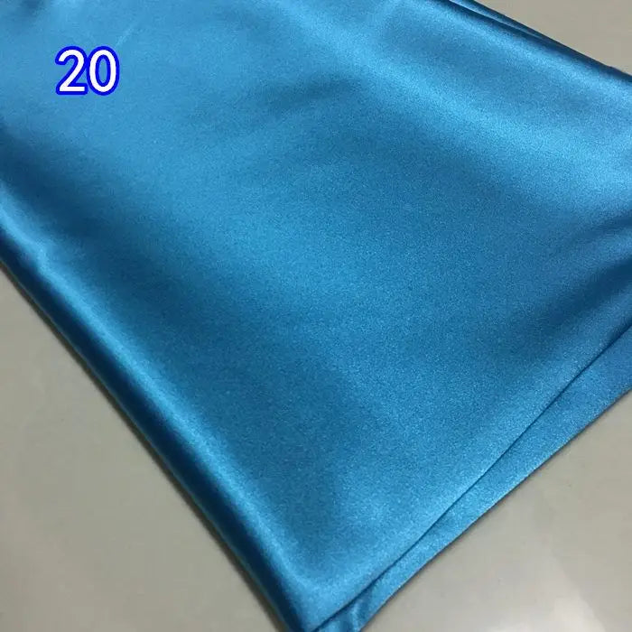 High Density Thin Satin Fabric By The Meter for Cheongsam Clothes Dresses Sewing Micro Stretch Plain Cloth Needlework Soft Black